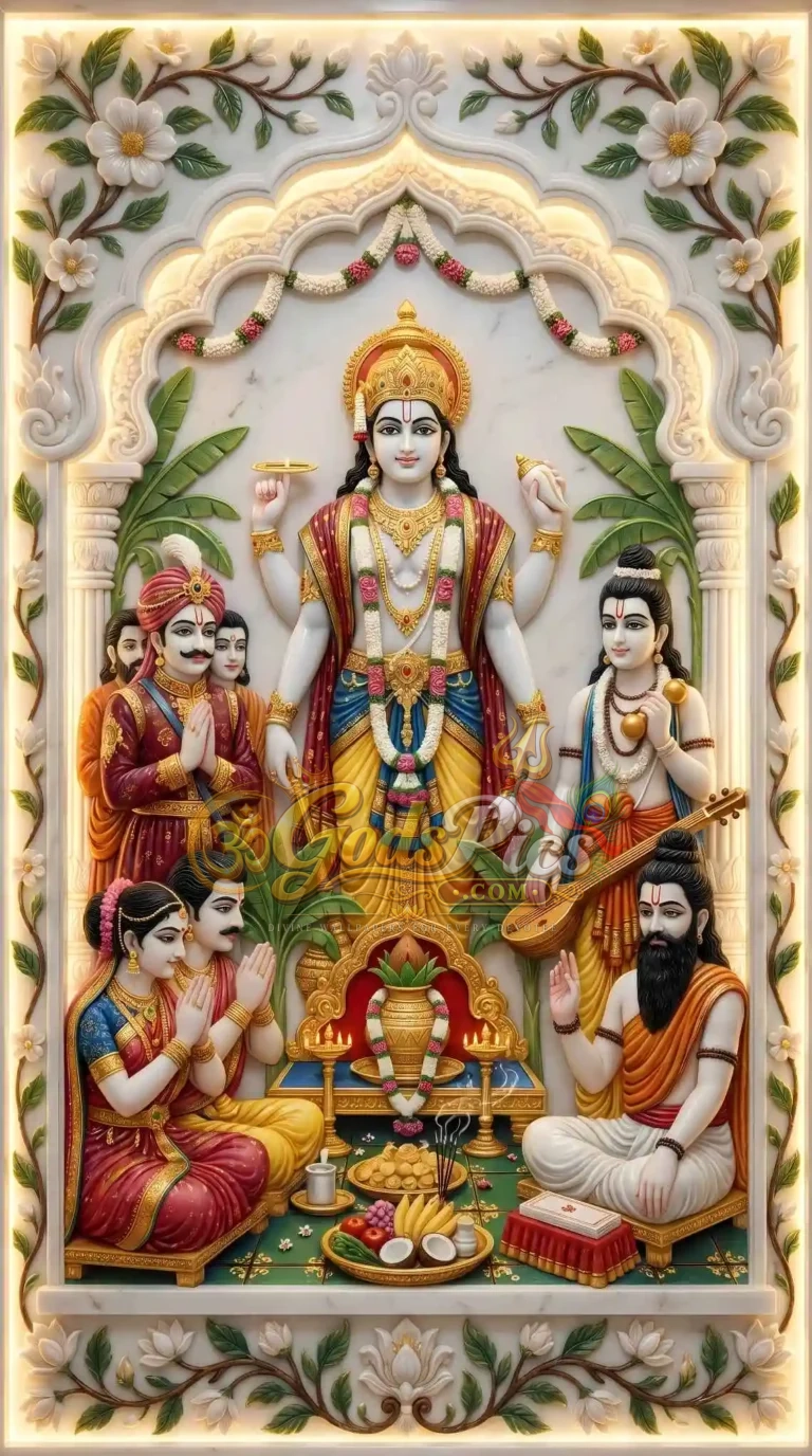 Lord Vishnu Vasudev 4K HD Marble Wallpaper Download