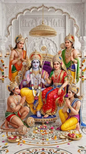 Shri Ram Darbar Full HD Marble theme Wallpaper (2 Images)
