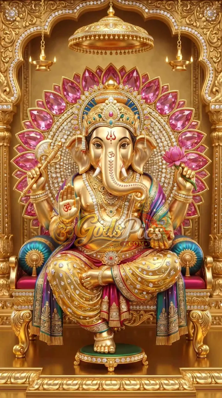 Beautiful Lord Ganesh Golden theme Full 8K HD Wallpaper Download