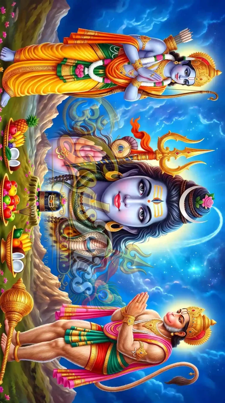 Lord Shiv Blessing Ram and Hanuman 4K Wallpaper (3 Images)