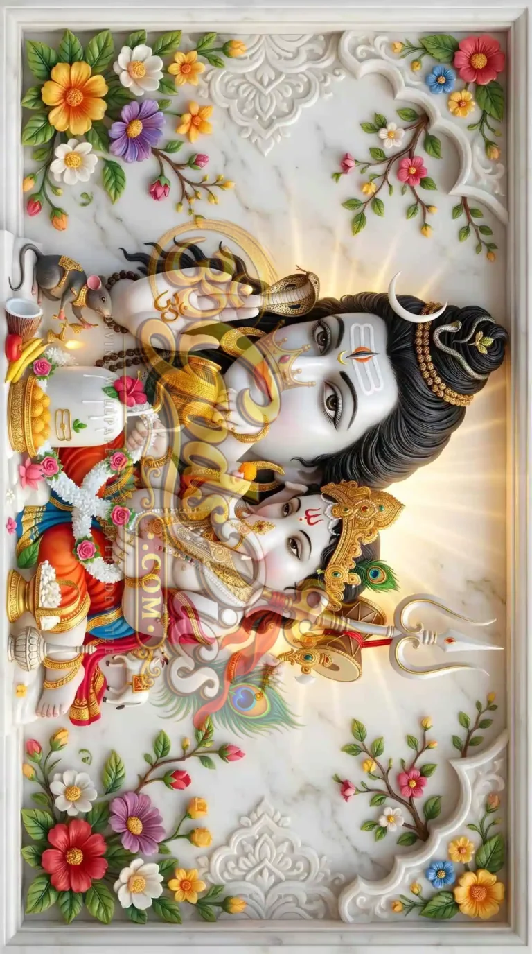 Lord Shiv & Ganesh 8K Computer Marble Wallpaper (3 Images)