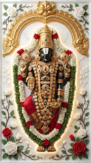 Lord Venkateswara High Quality 8K Marble Theme Wallpaper (3 Images)