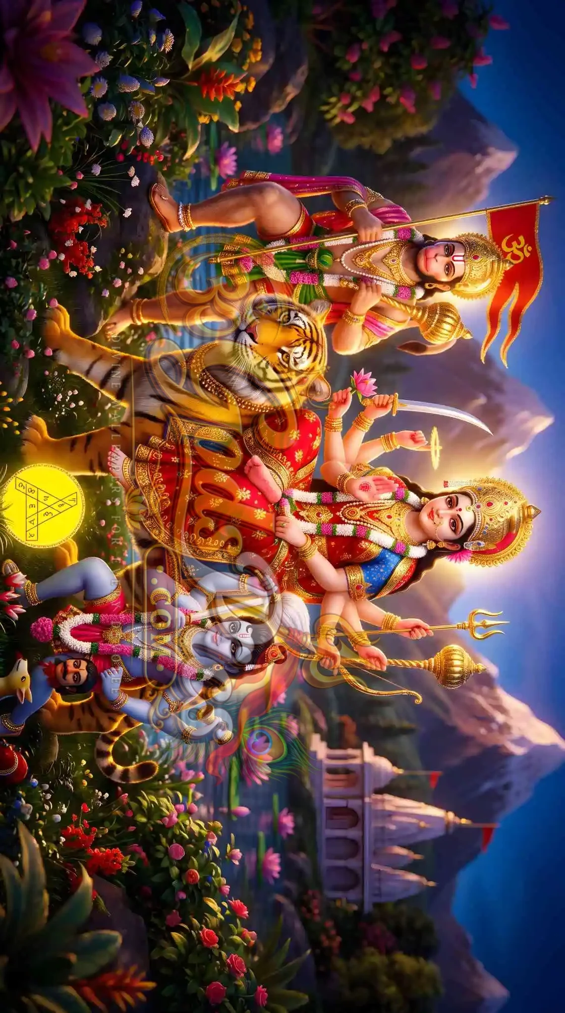 Maa Durga Tiger with Bal Hanuman HD Wallpaper (4 Images) 3 Maa Durga Tiger with Bal Hanuman HD Wallpaper (4 Images) - Image 3