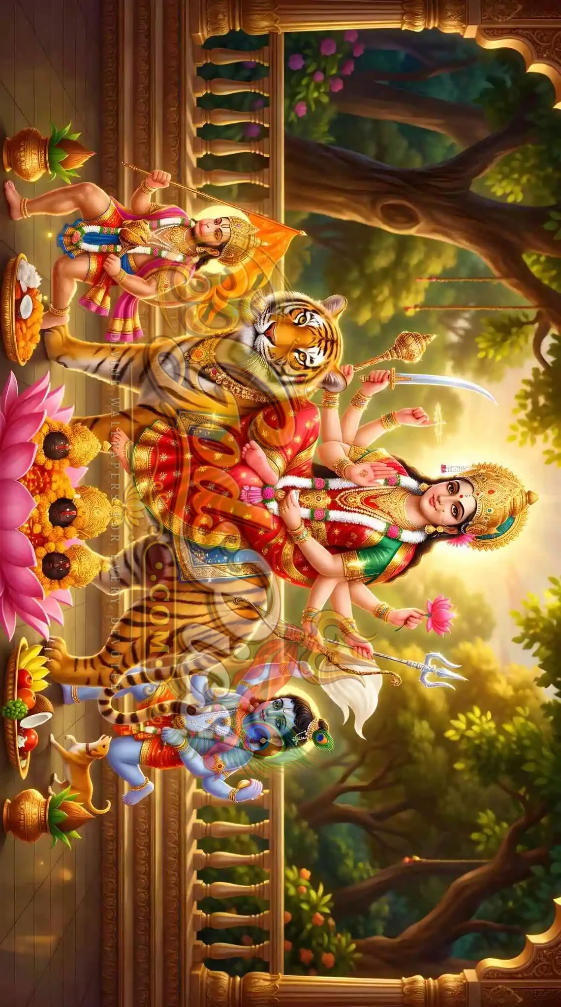 Maa Durga Tiger with Bal Hanuman HD Wallpaper (4 Images) 2 Maa Durga Tiger with Bal Hanuman HD Wallpaper (4 Images) - Image 2