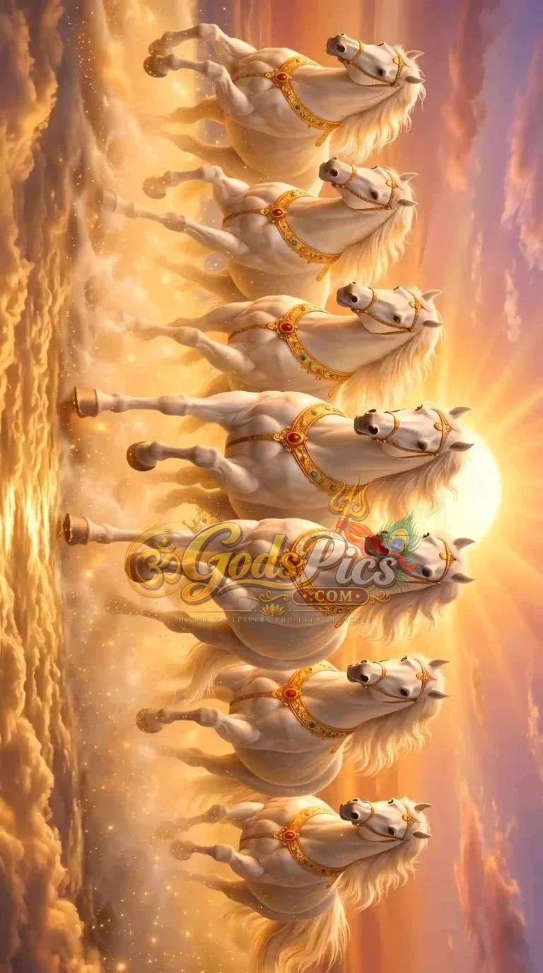 2 Beautiful 7 Running White Horses Colorful Wallpaper