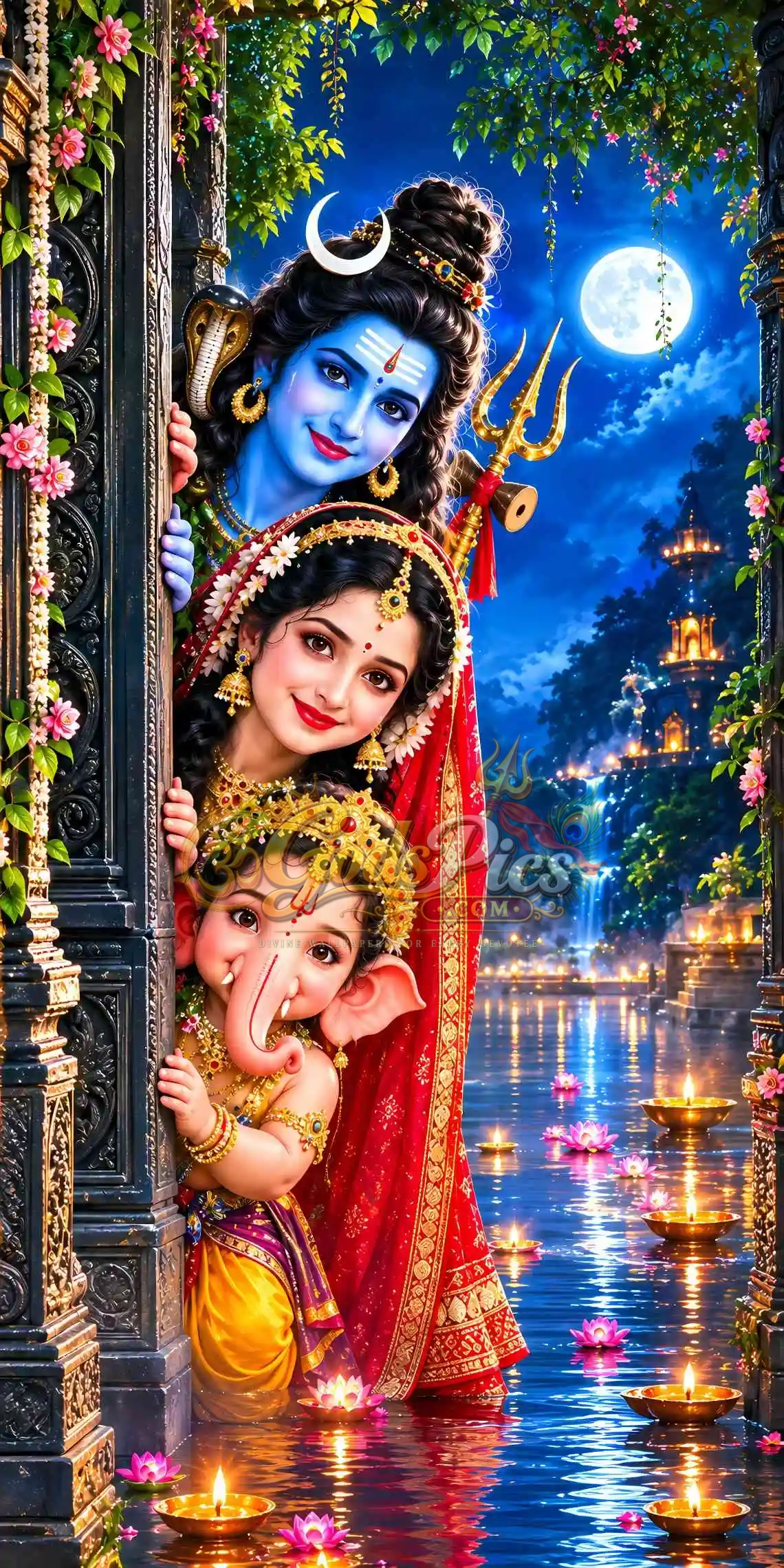 Beautiful Wallpaper Lord Shiv Parvati & Ganesha 8K Download 1 Beautiful Wallpaper Lord Shiv Parvati & Ganesha 8K Download