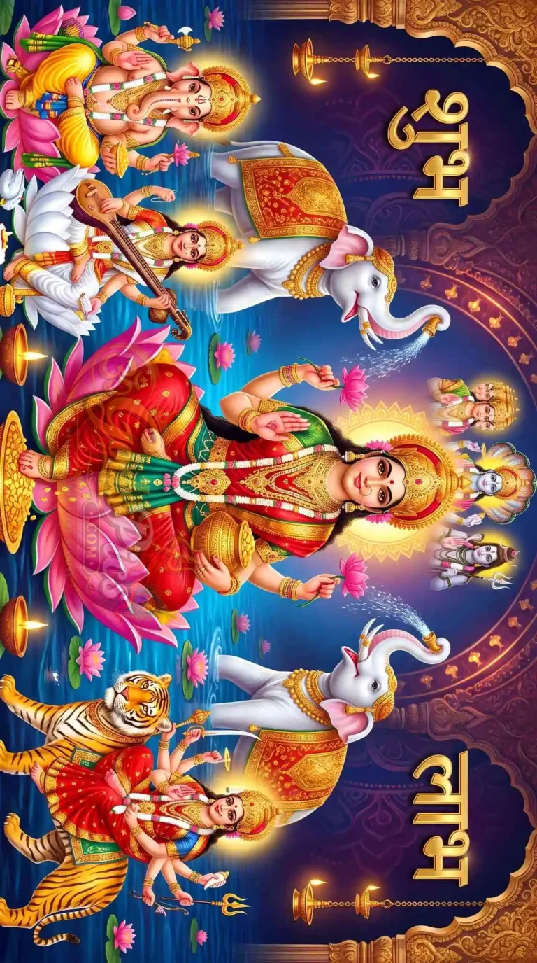 4 Beautiful Goddess Lakshmi Diwali Special Printing Wallpaper