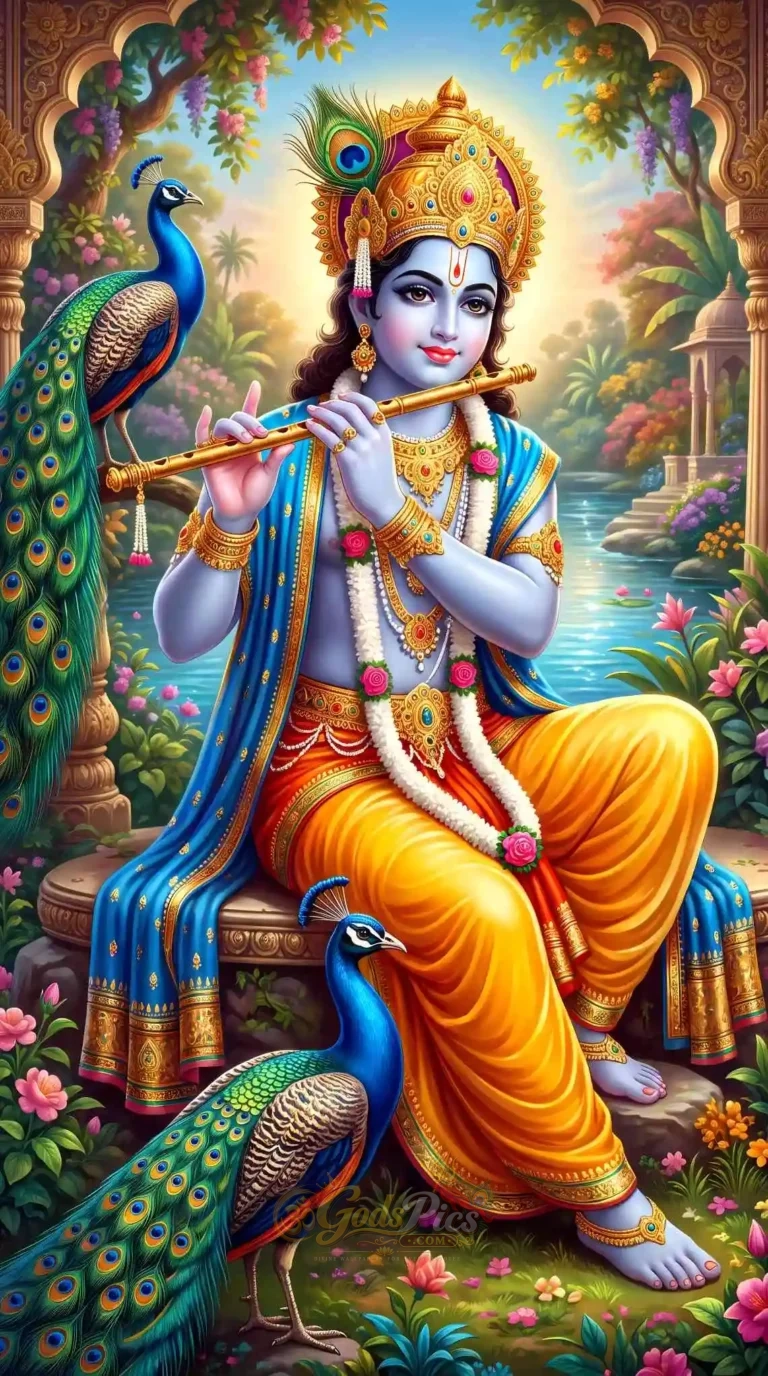 Lord Krishna Flute 8K HD Printing Wallpaper (4 Images)