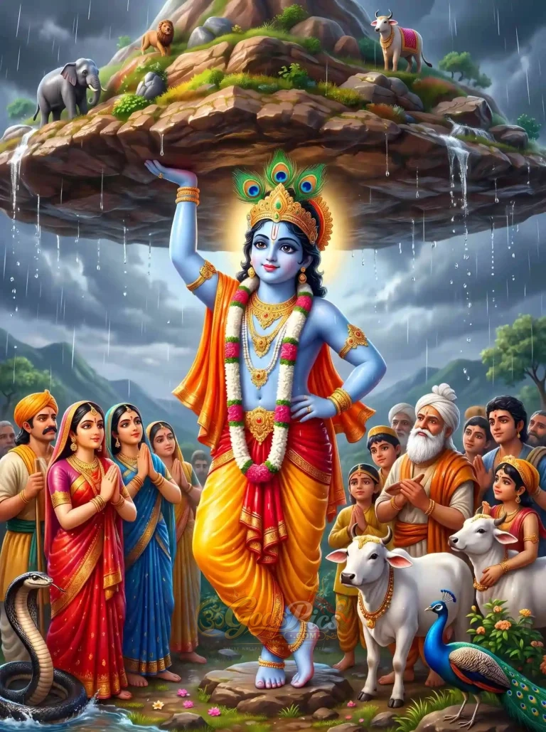 Lord Krishna Govardhan 8K Printing & Frame Wallpaper