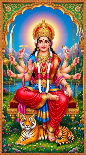 Maa Sherawali 4K Printing Wallpaper Download(2 Images)