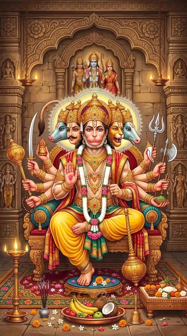 Panchmukhi Hanuman Ji HD Printing Wallpaper | Powerful Devotional Art