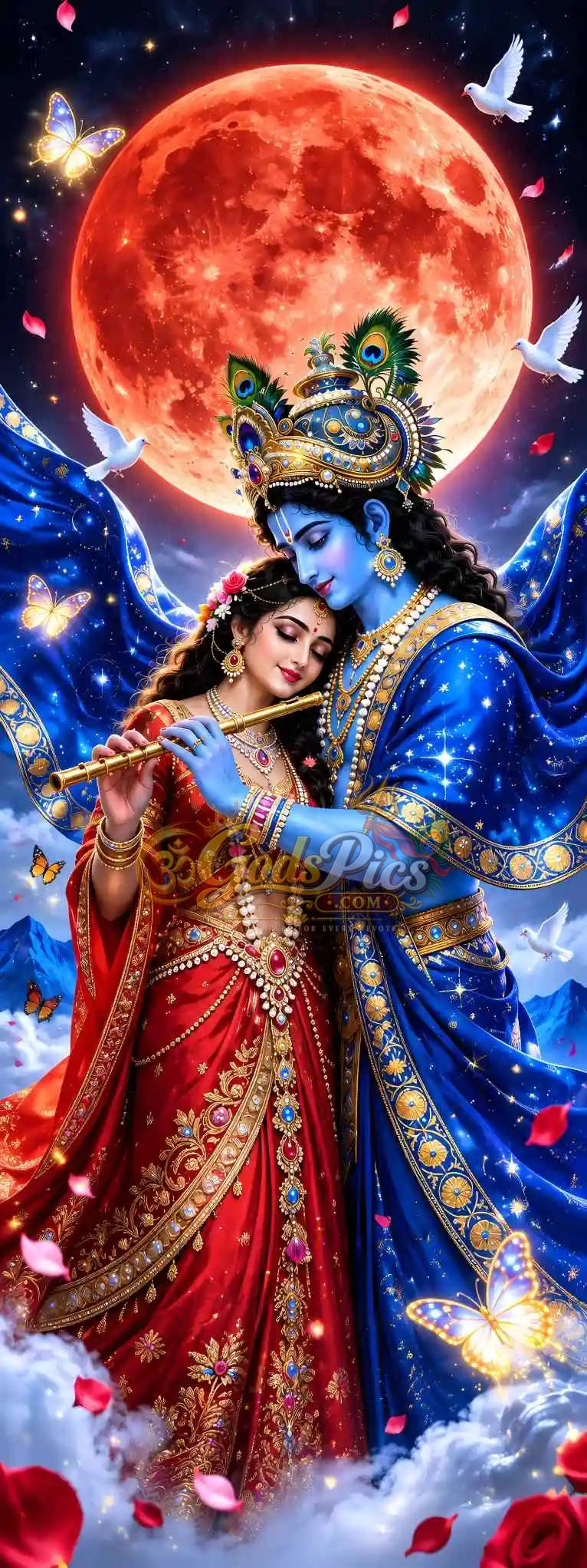 Radha Krishna Beautiful & Colorful Poster Type 8K Wallpaper