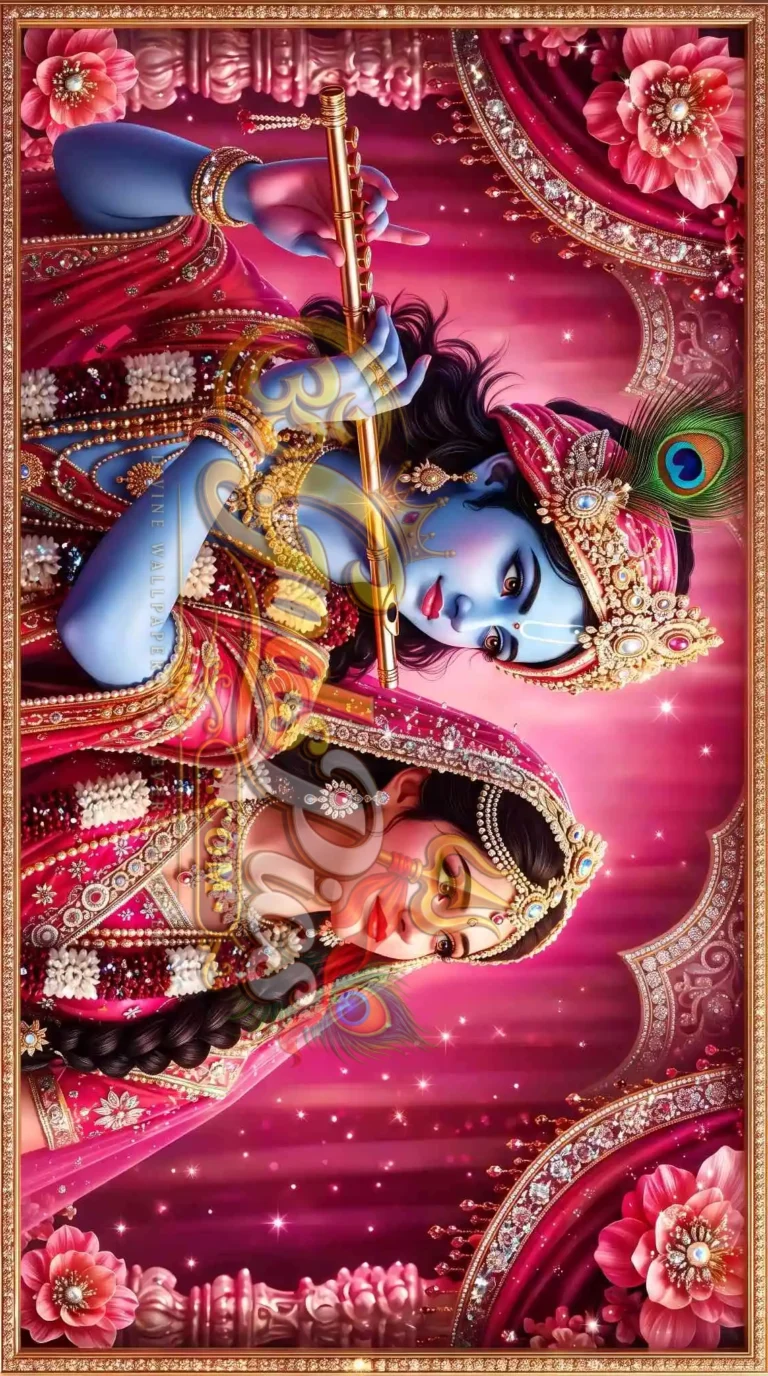 Radha Krishna Beautiful Pink Theme 8K Printing Wallpaper (2 Images)