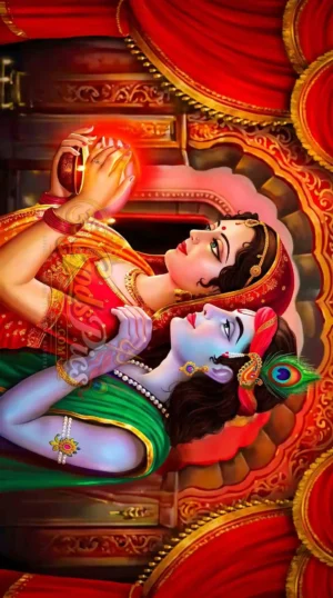 Radha Krishna Free HD Painting Wallpaper Download