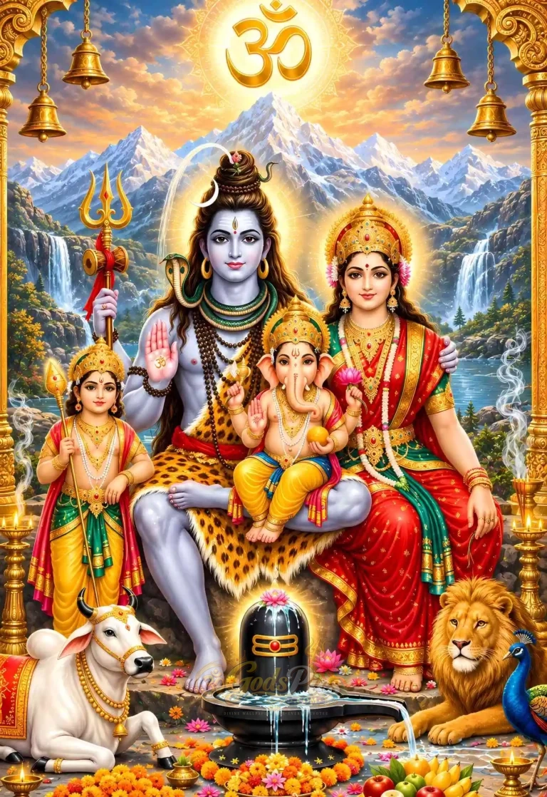 Shiv Parivar HD Printing & Framing Wallpaper